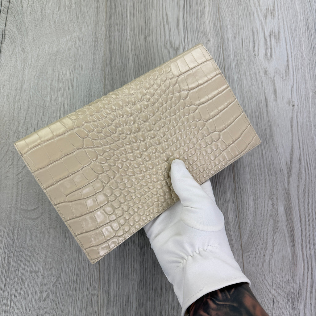 Saint Laurent Women’s Beige Crock Clutch Bag