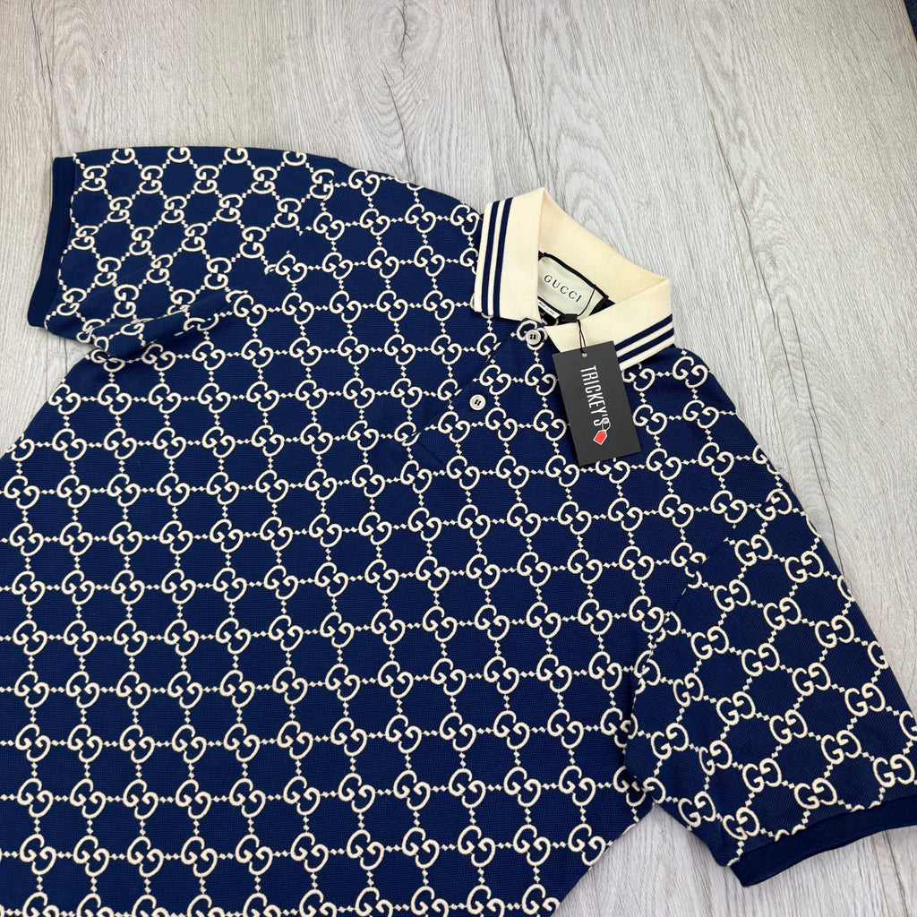 Gucci Men’s Navy GG Interlocking Polo Shirt
