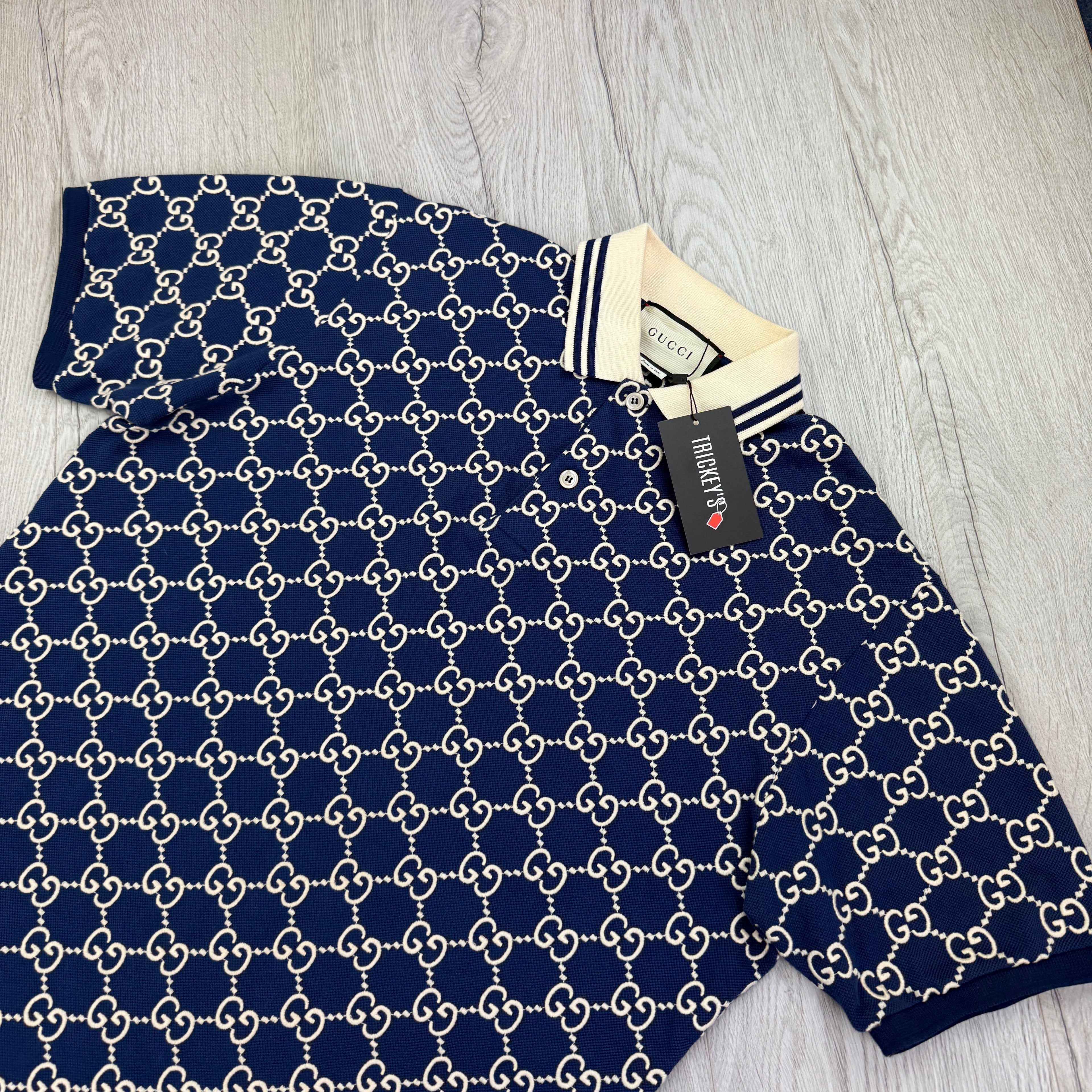 Gucci Men’s Navy GG Interlocking Polo Shirt