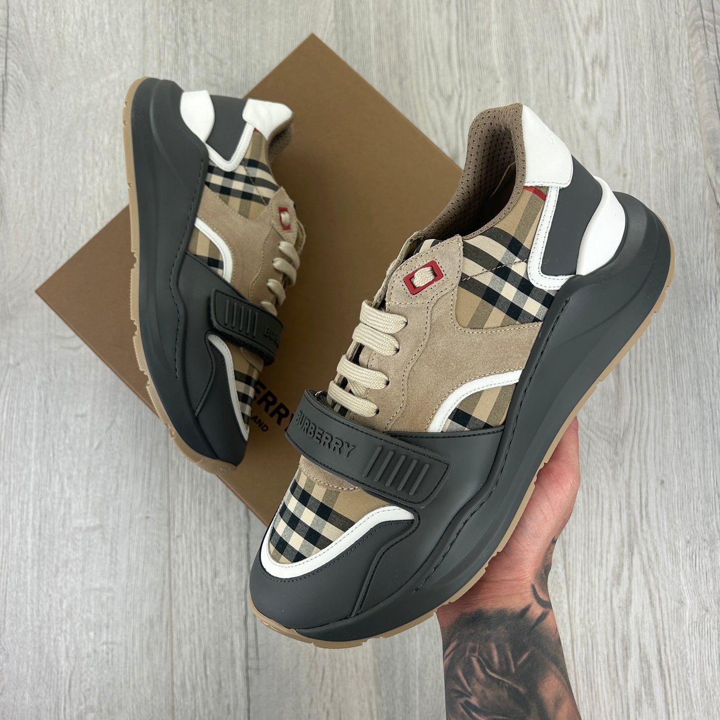 Burberry Men’s Vintage Check, Suede Leather Trainers