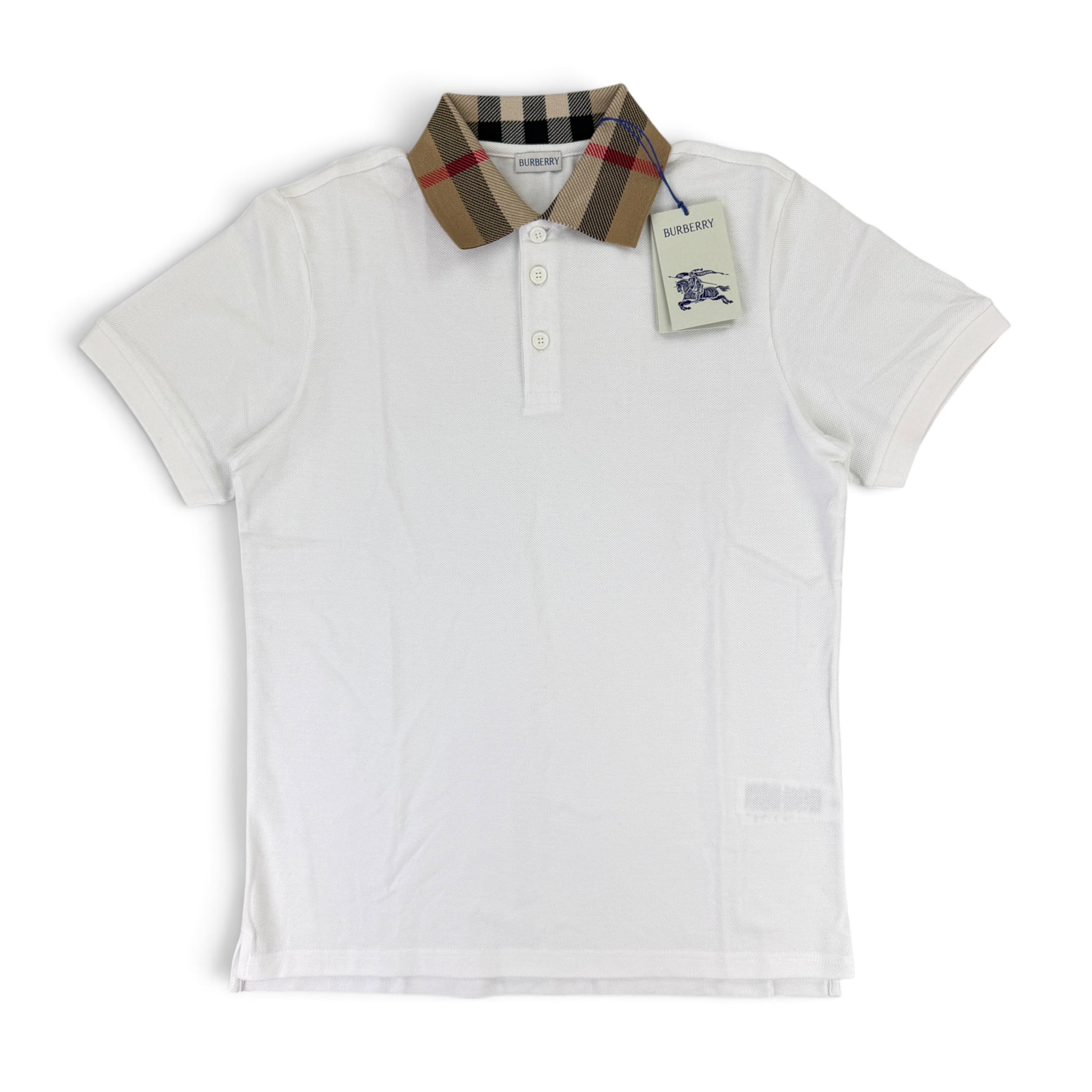 Burberry Men’s White Slim-Fit Checked Cotton-Piqué Polo Shirt