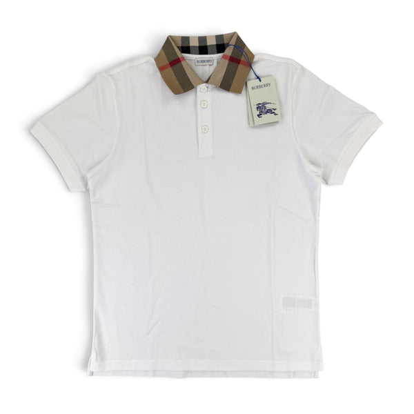 Burberry Men’s White Slim-Fit Checked Cotton-Piqué Polo Shirt
