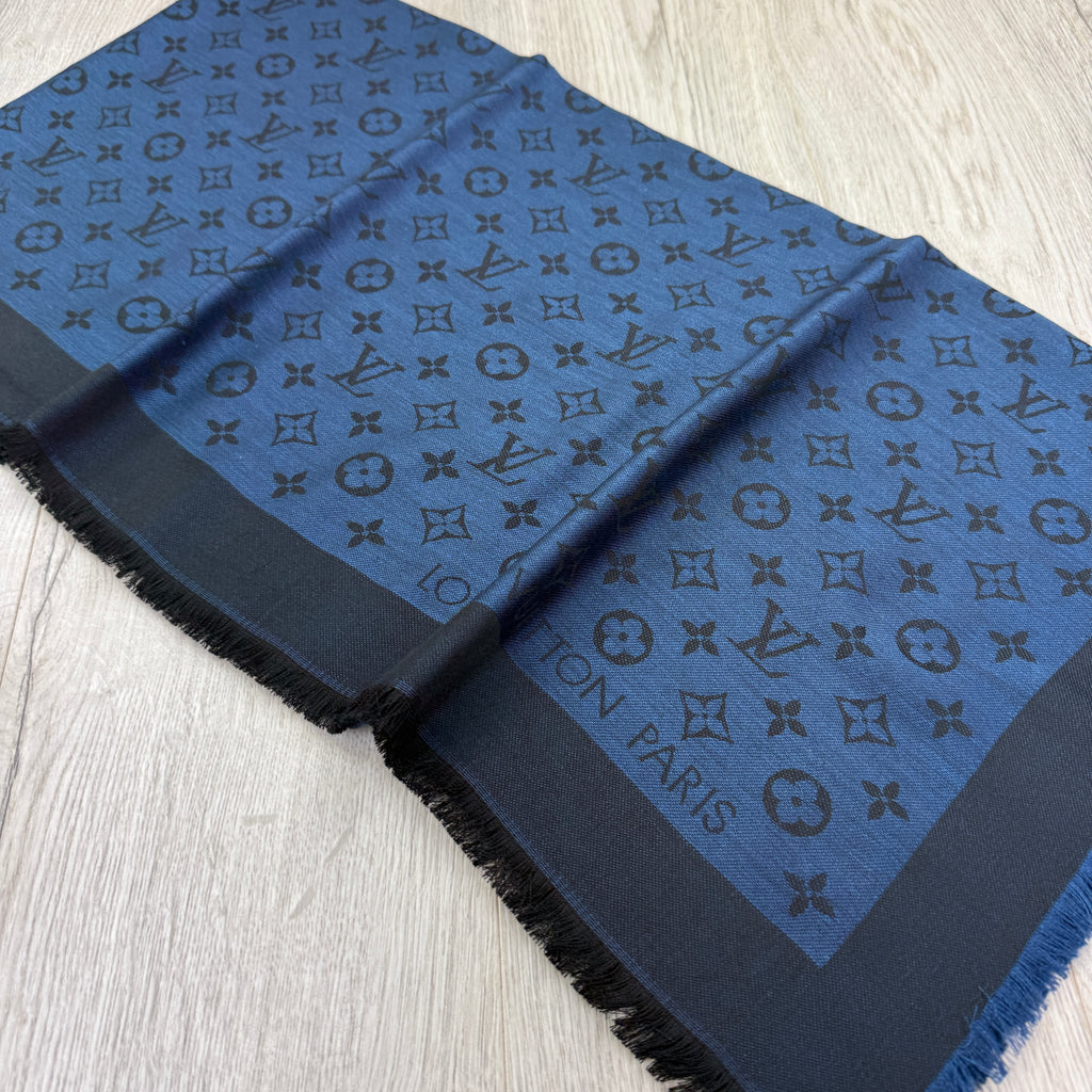 Louis Vuitton Shawls Blue Monogram Shine Style Scarf