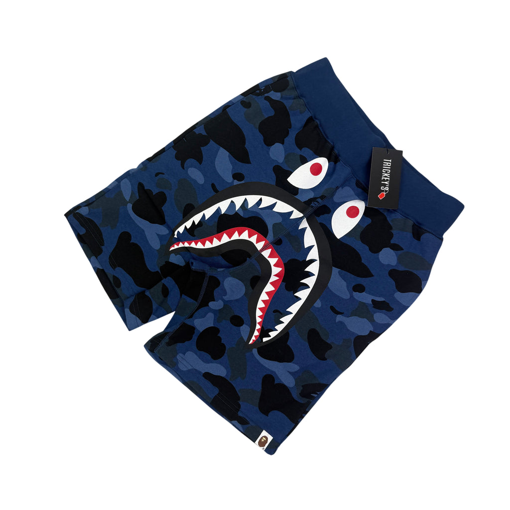 Bape Men’s Blue Camo Front Shark Shorts