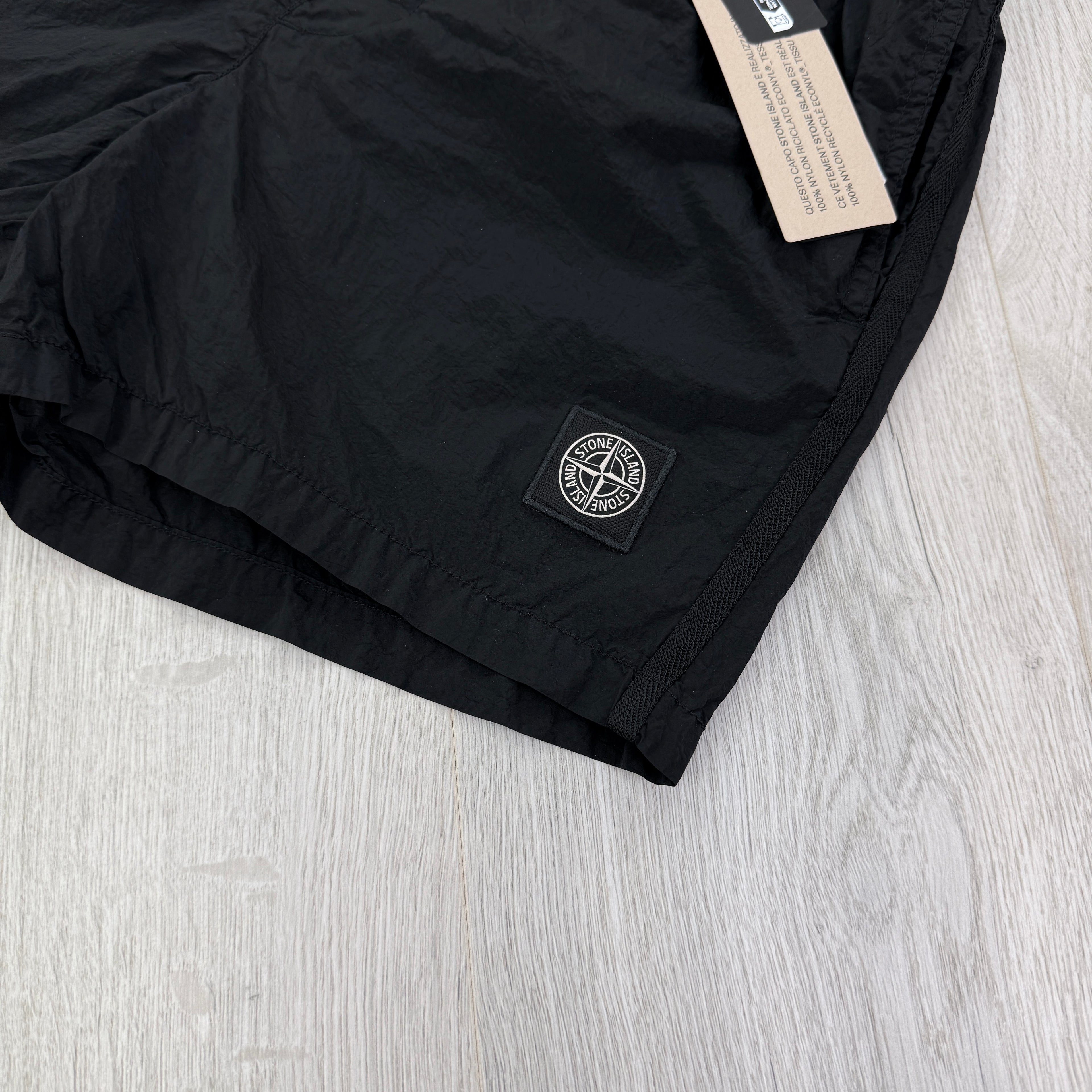 Stone Island Men’s Black Metal Nylon Swim Shorts