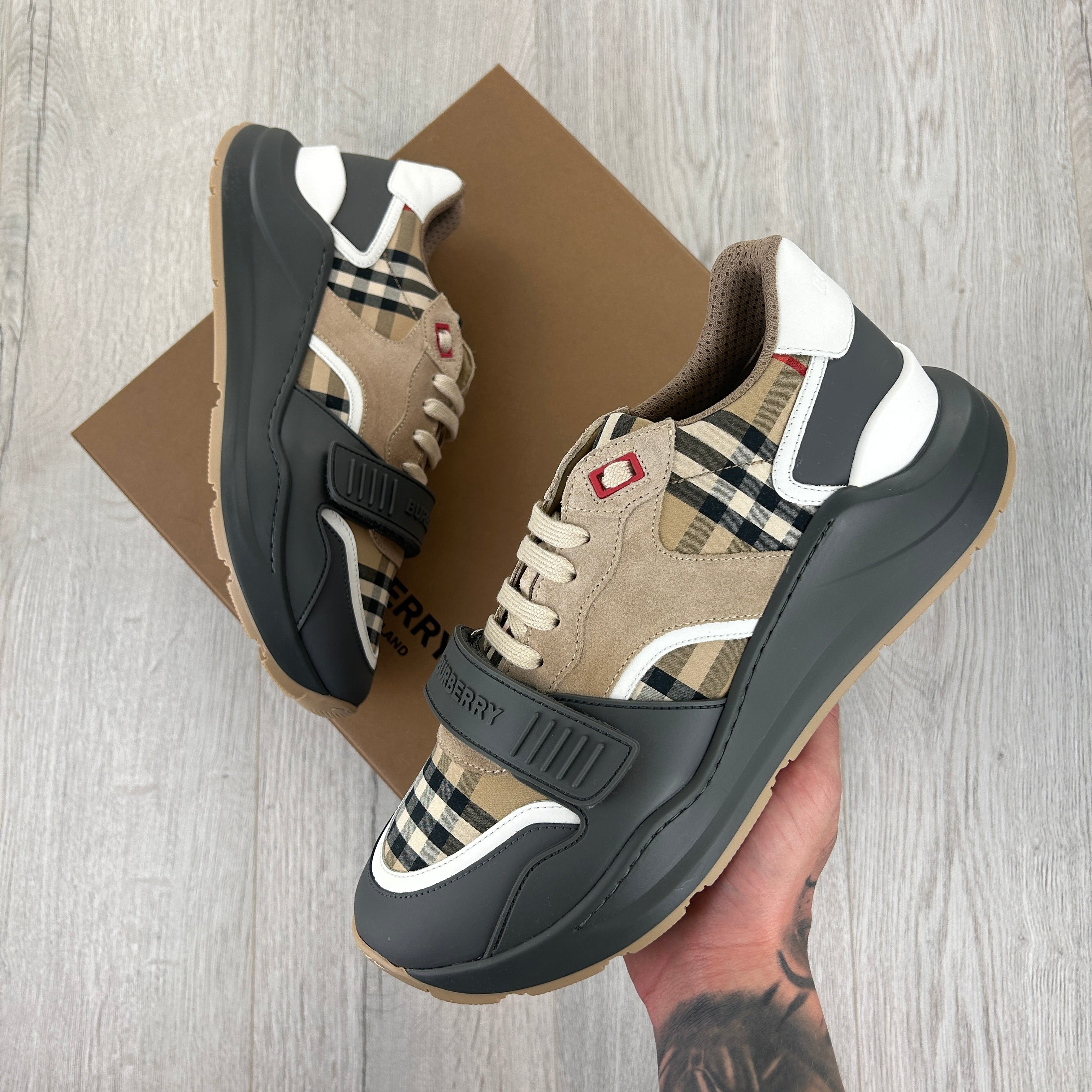 Burberry Men’s Vintage Check, Suede Leather Trainers