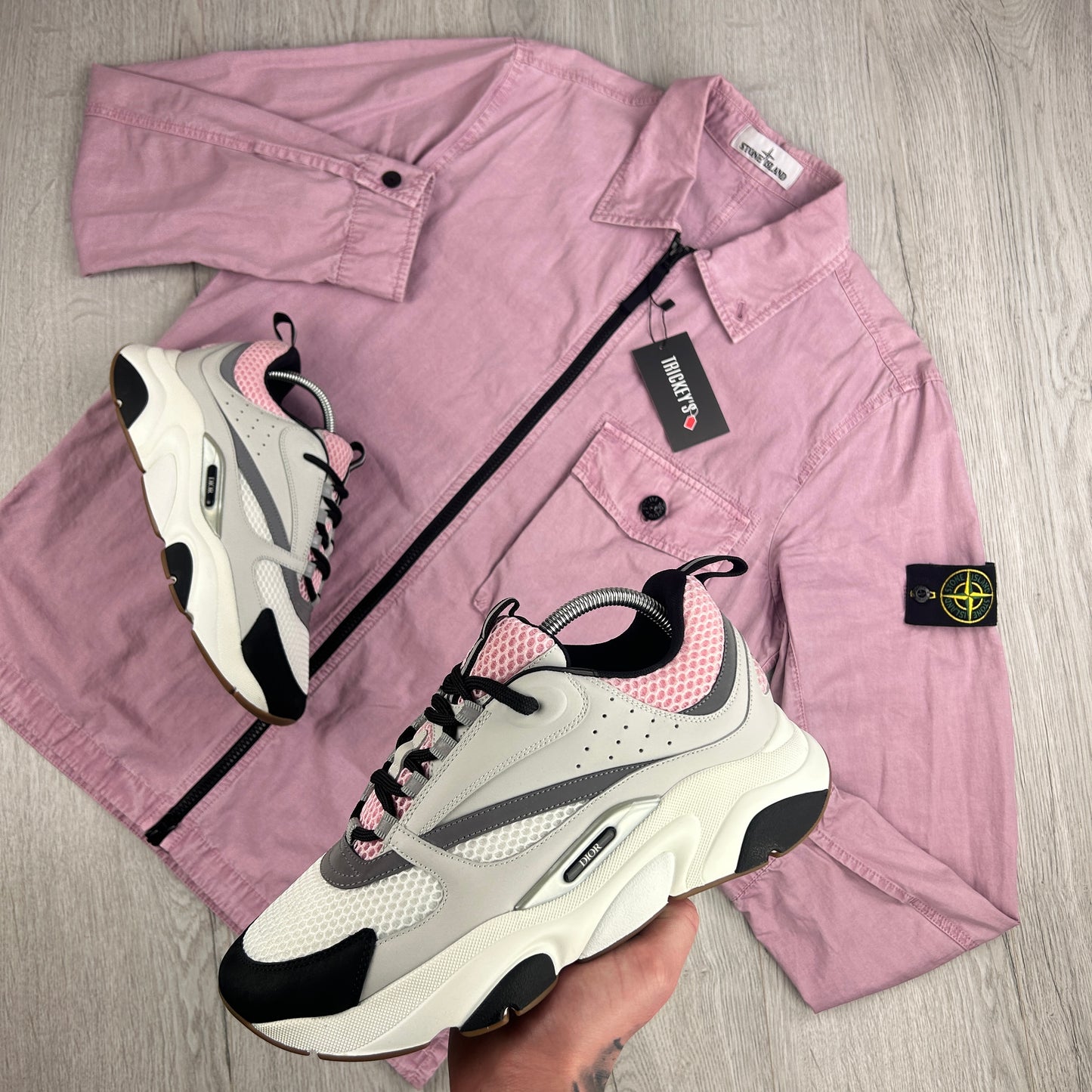 Stone Island Men’s Pink Zip-up Overshirt - Medium