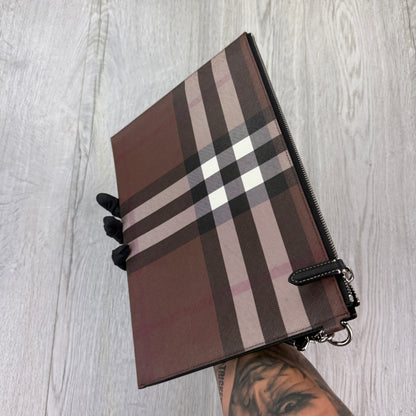 Burberry Men’s Brown Zip-up Clutch Bag / Pouch