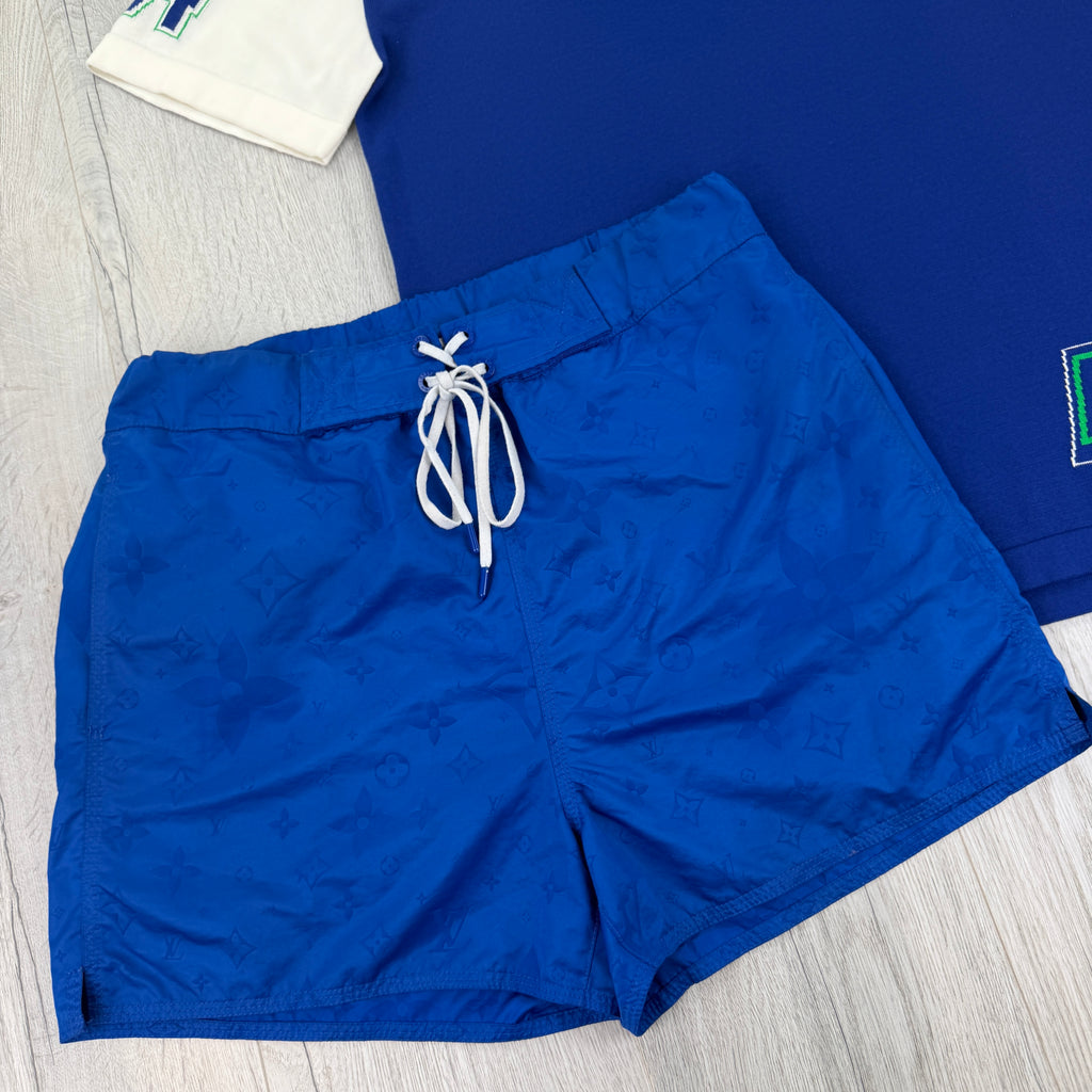 Louis Vuitton Men’s Knit Blue T-shirt & Swim Shorts Set - Medium