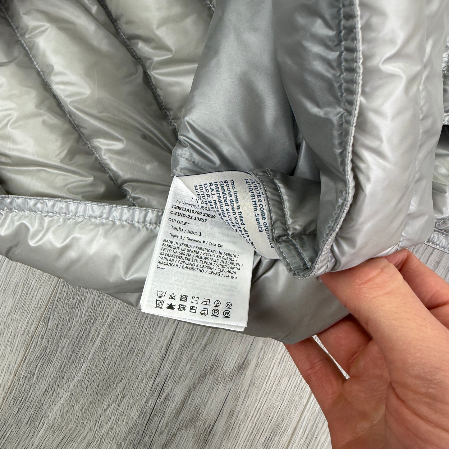 Moncler Men’s Silver GUI Down Gilet - Size 1