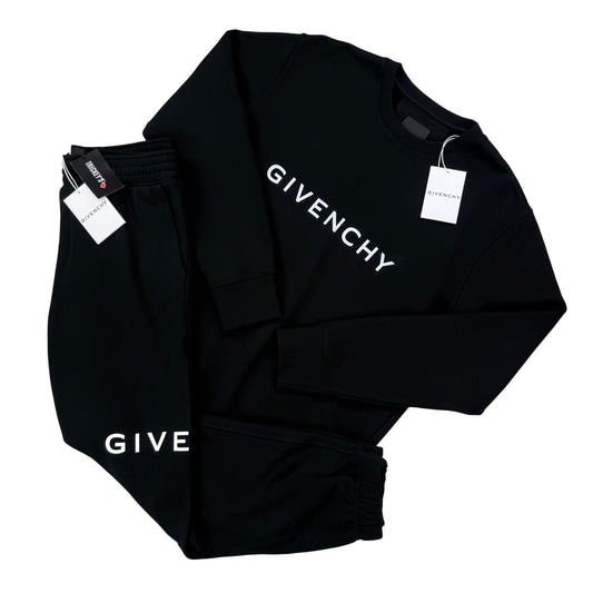 Givenchy Men’s Black Cotton Full Tracksuit - Large