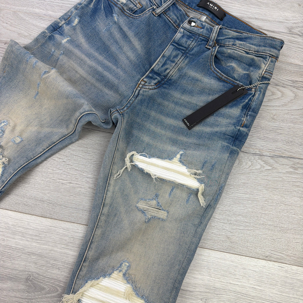 Amiri Men’s Blue MX1 Distressed Ripped Jeans - Uk 30
