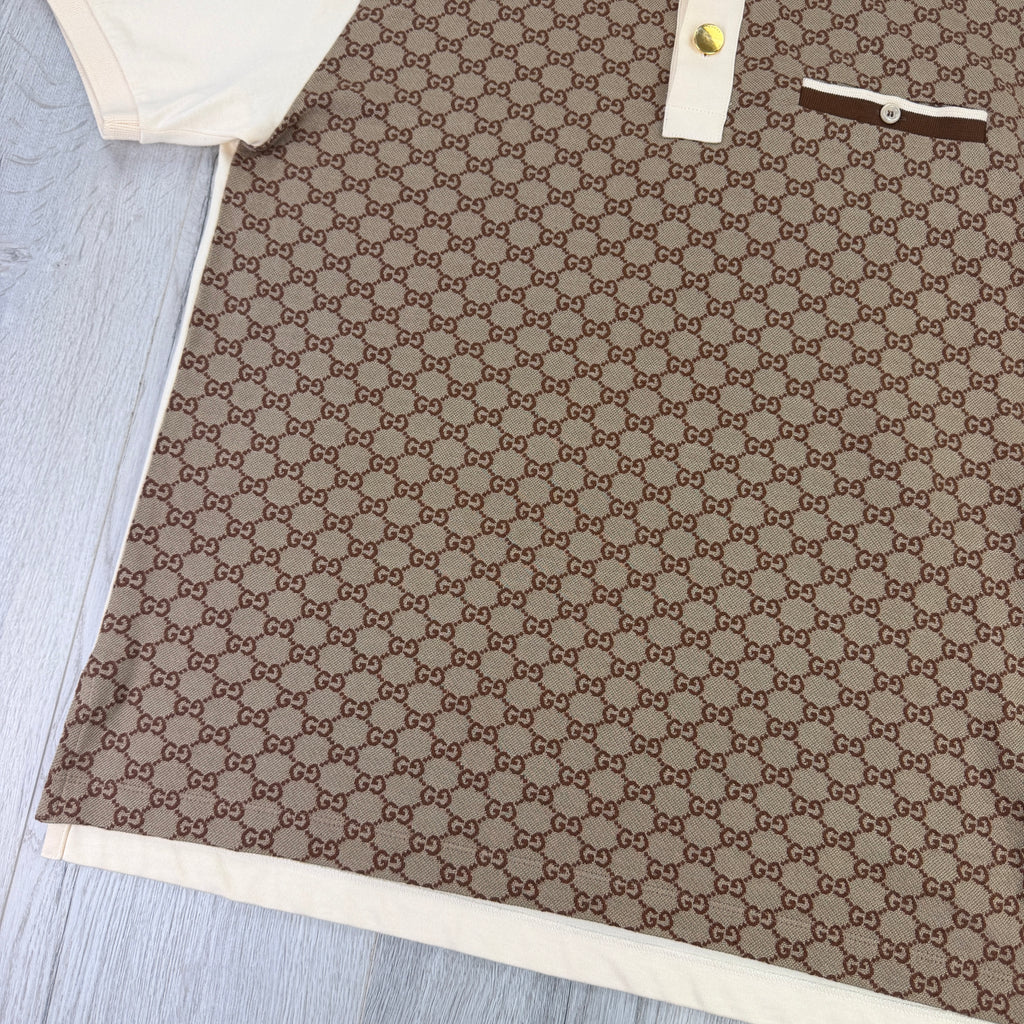 Gucci Men’s Beige  GG Interlocking Polo - Medium