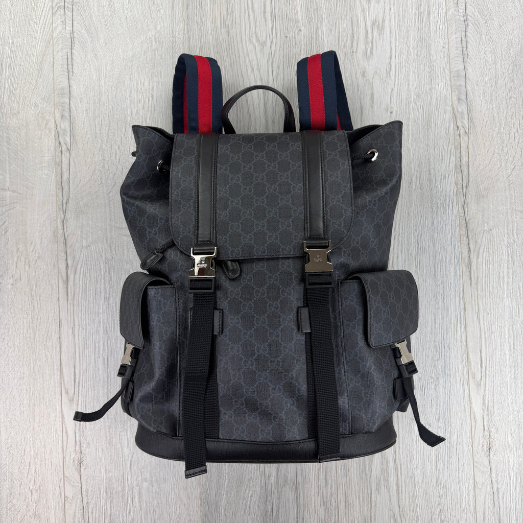 Gucci Mens GG Supreme Web Backpack