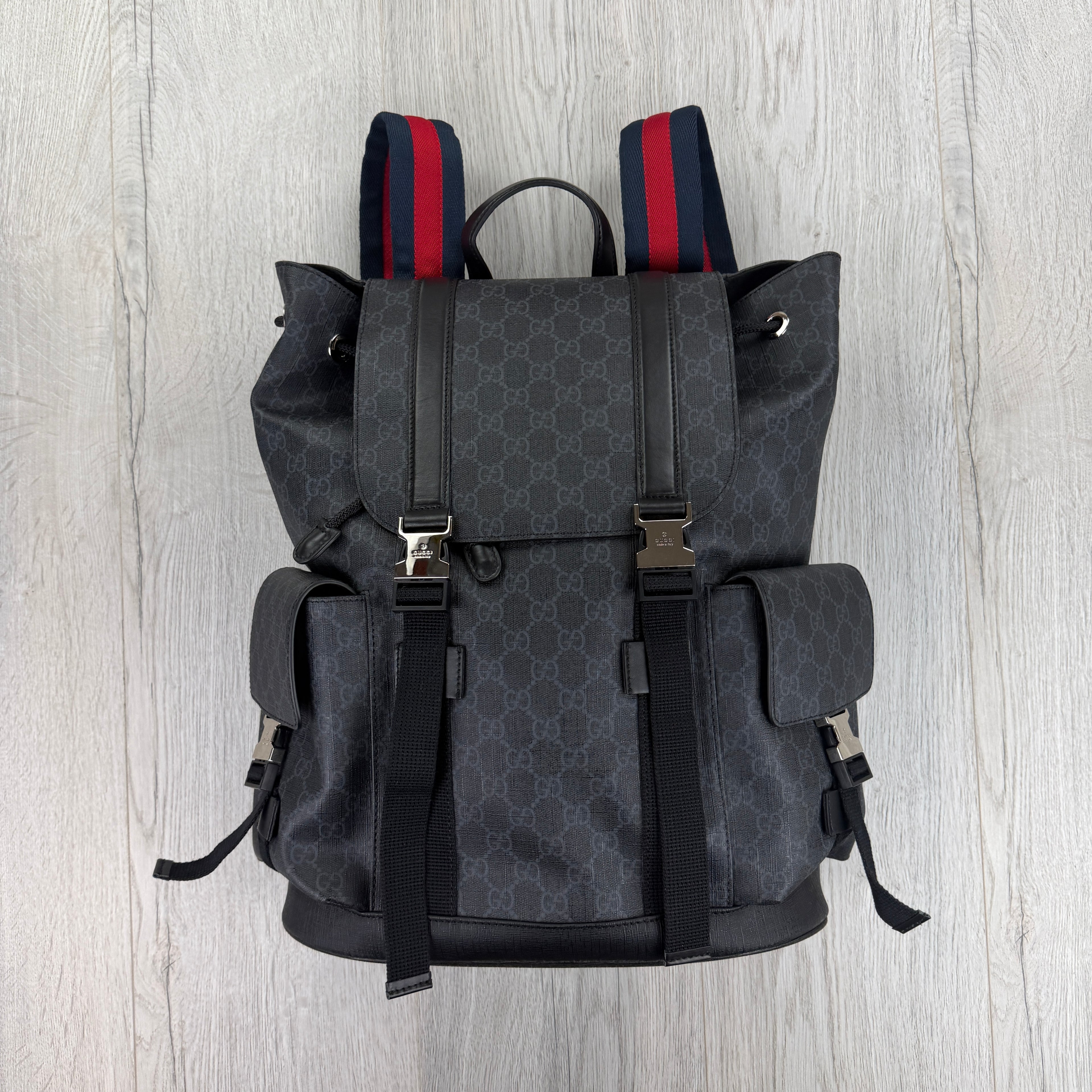 Gucci Mens GG Supreme Web Backpack