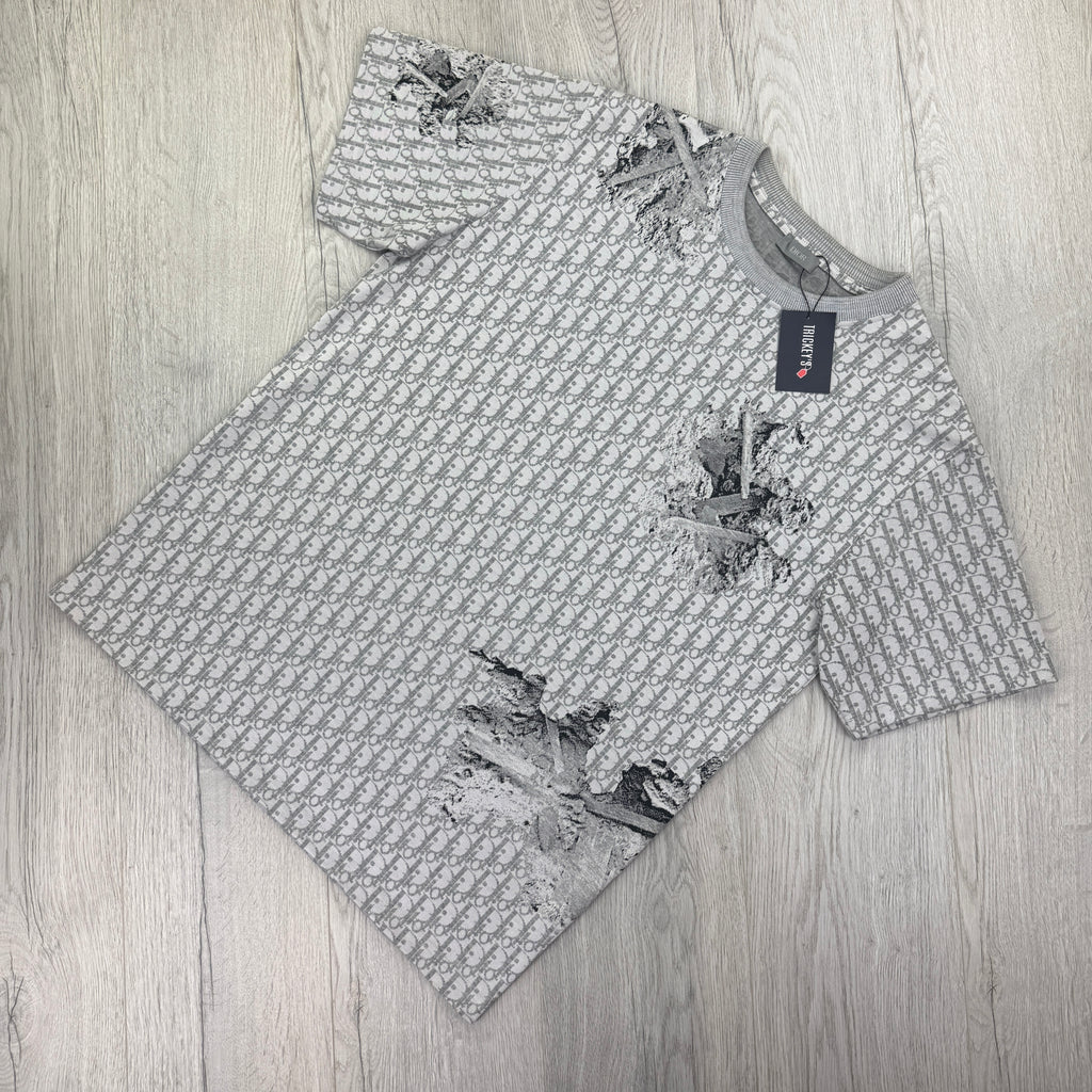Dior Men’s Grey Oblique Daniel Arsham T-shirt - Small