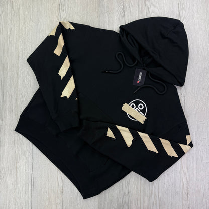 Off White Men’s Black Tape Arrows Logo Pullover Hoodie - Medium
