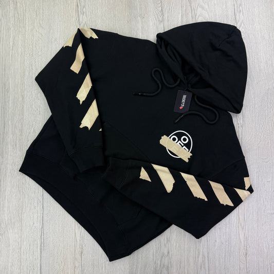 Off White Men’s Black Tape Arrows Logo Pullover Hoodie - Medium