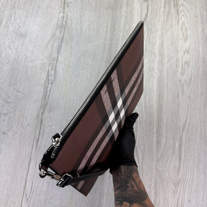 Burberry Men’s Brown Zip-up Clutch Bag / Pouch