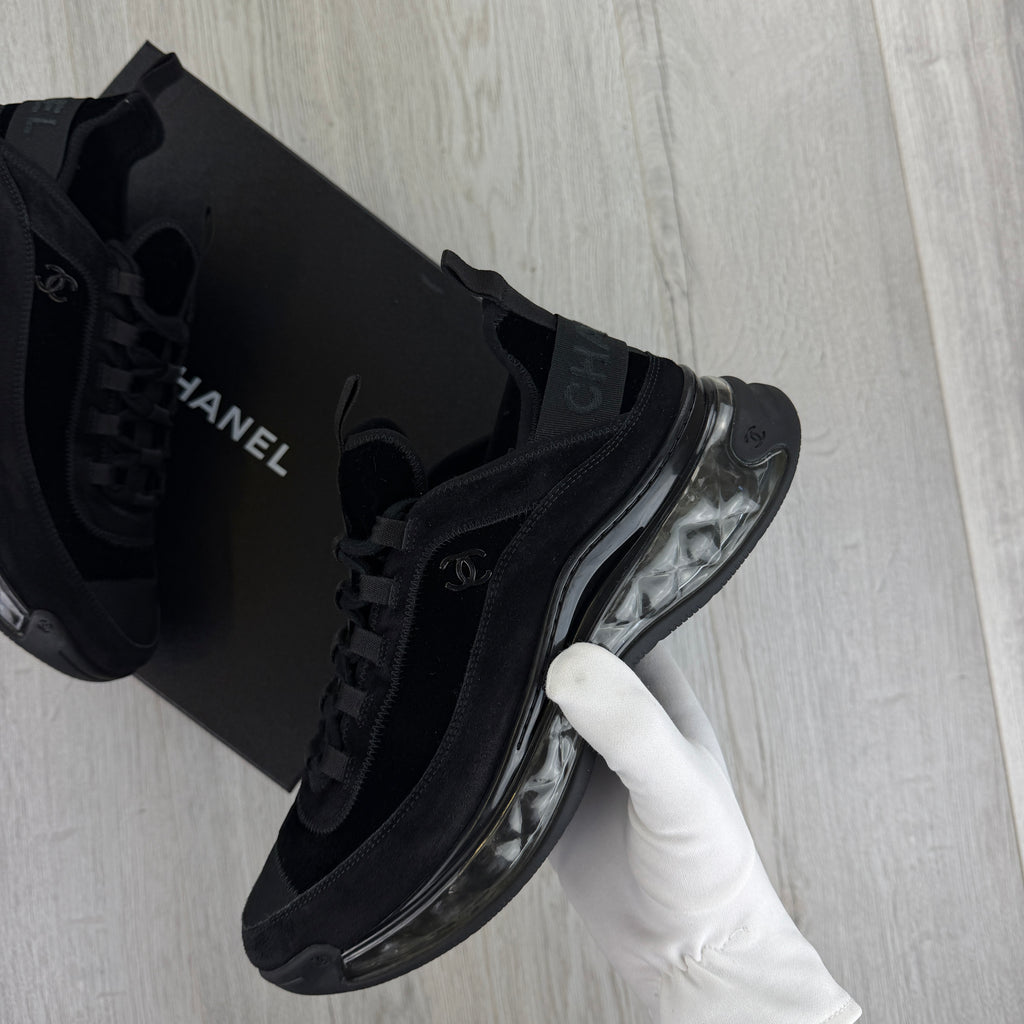 Chanel Men’s Triple Black Sock CC Runners - Uk 9