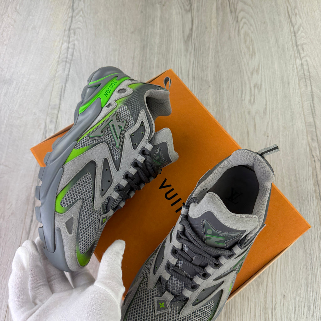 Louis Vuitton Men’s Grey/Green Tactical Trainers - Uk 8.5