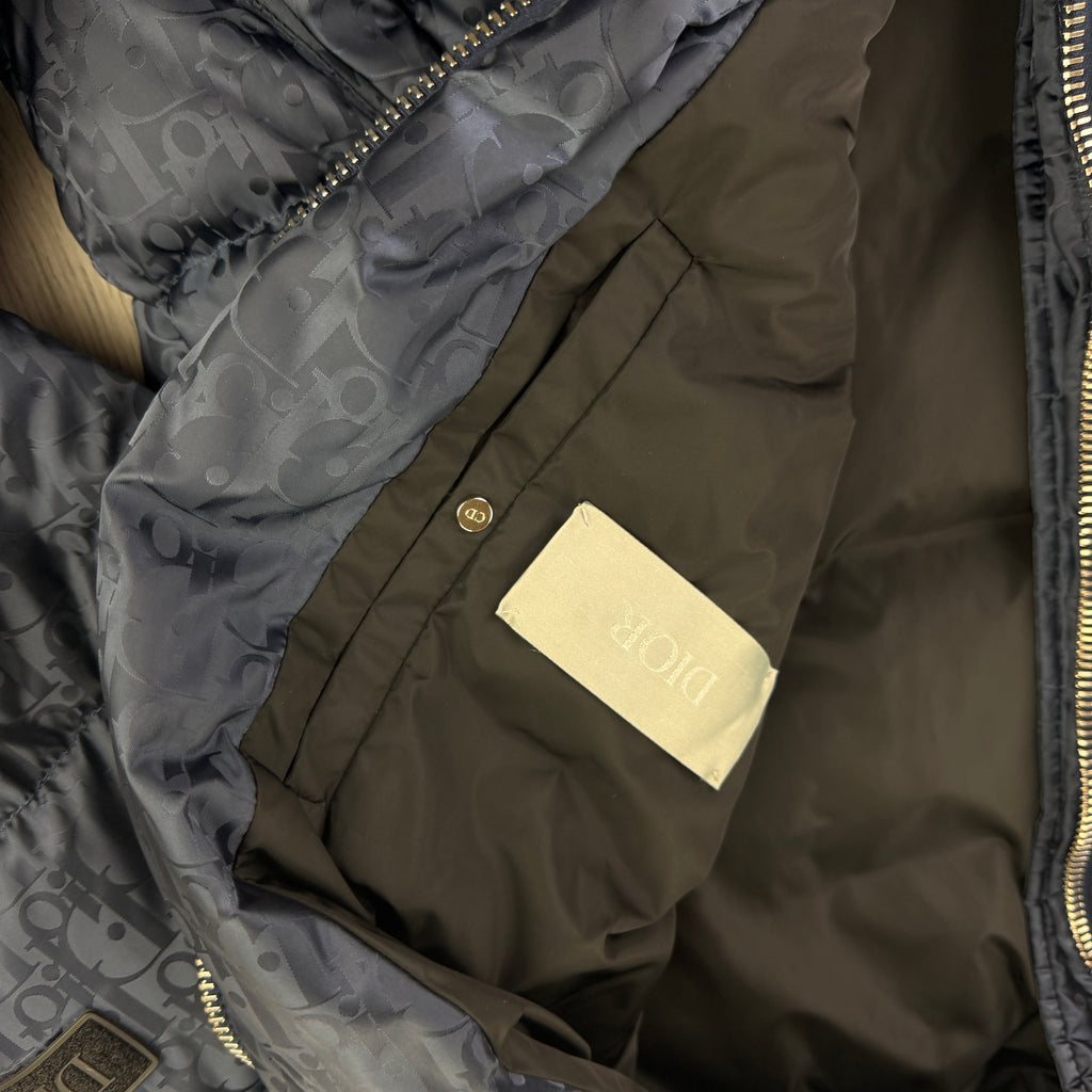 Dior Men’s Navy Oblique Zip-up Down Jacket - 48 (M/L)