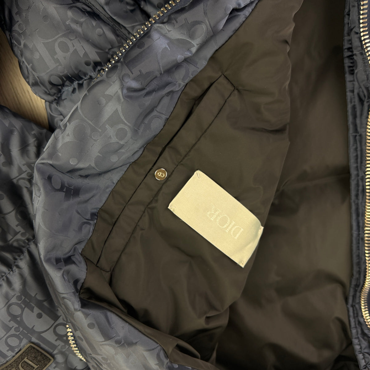 Dior Men’s Navy Oblique Zip-up Down Jacket - 48 (M/L)