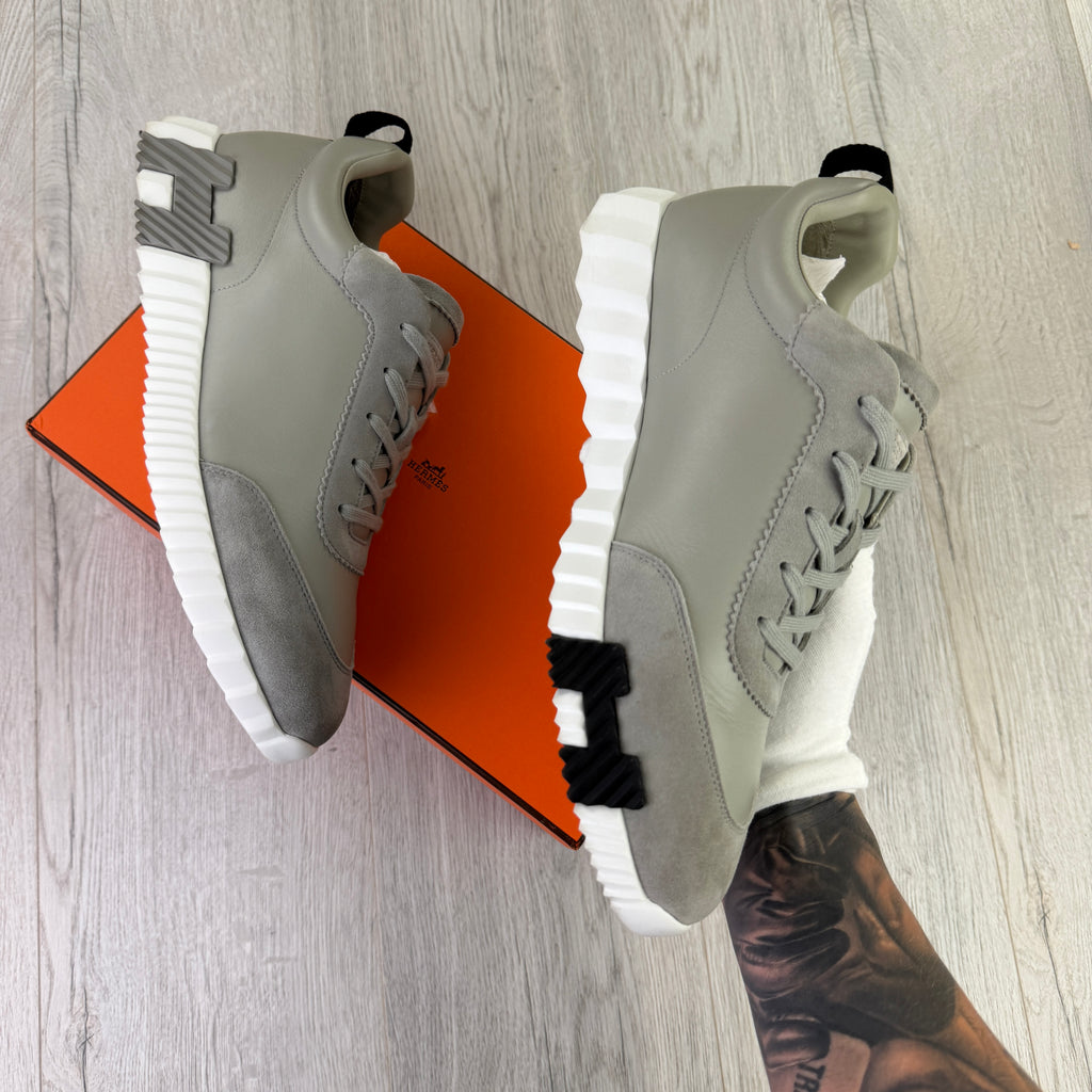 Hermes Men’s Grey Suede Bouncing Sneakers - Uk 11