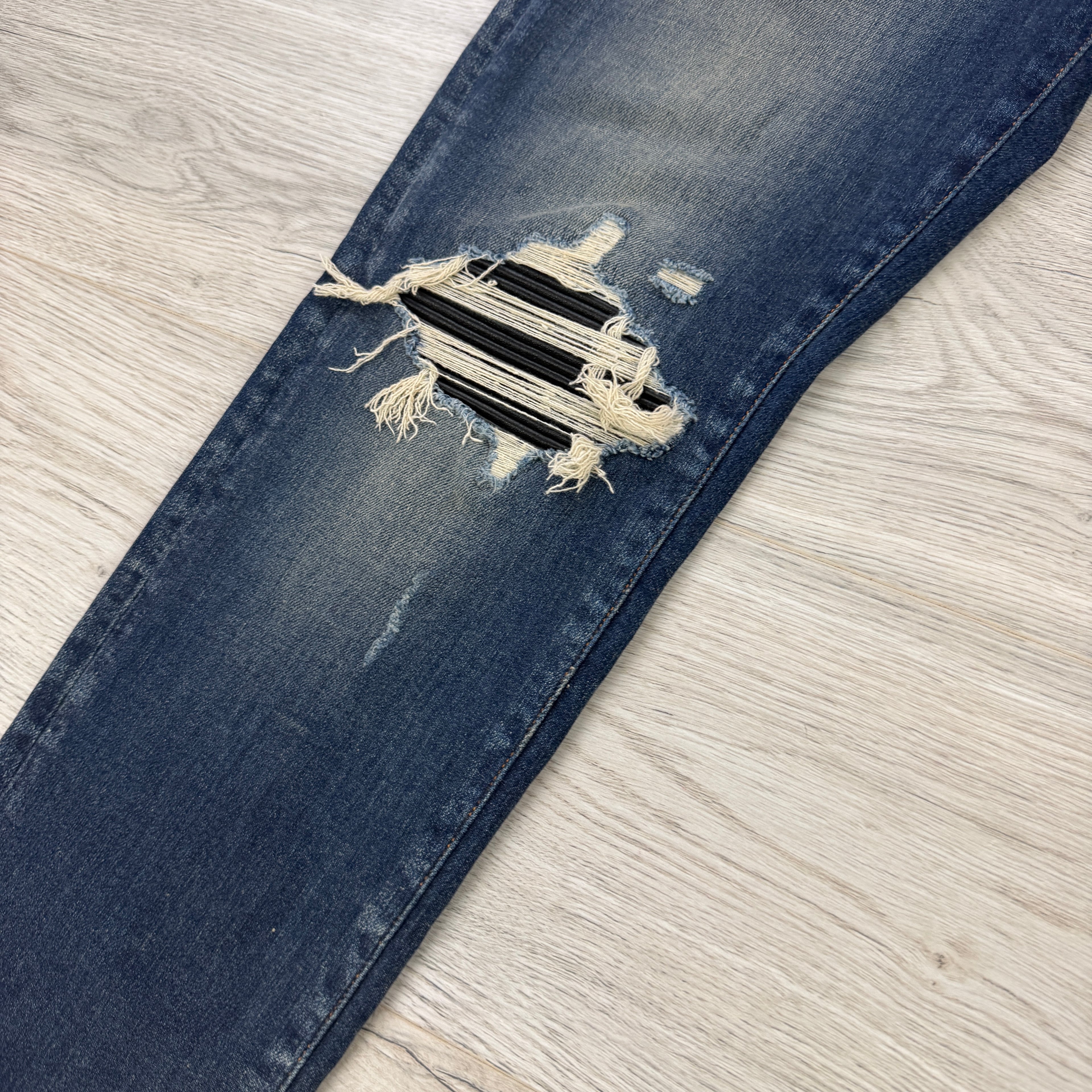 Amiri Men’s Blue MX1 Distressed Ripped Jeans - Uk 34