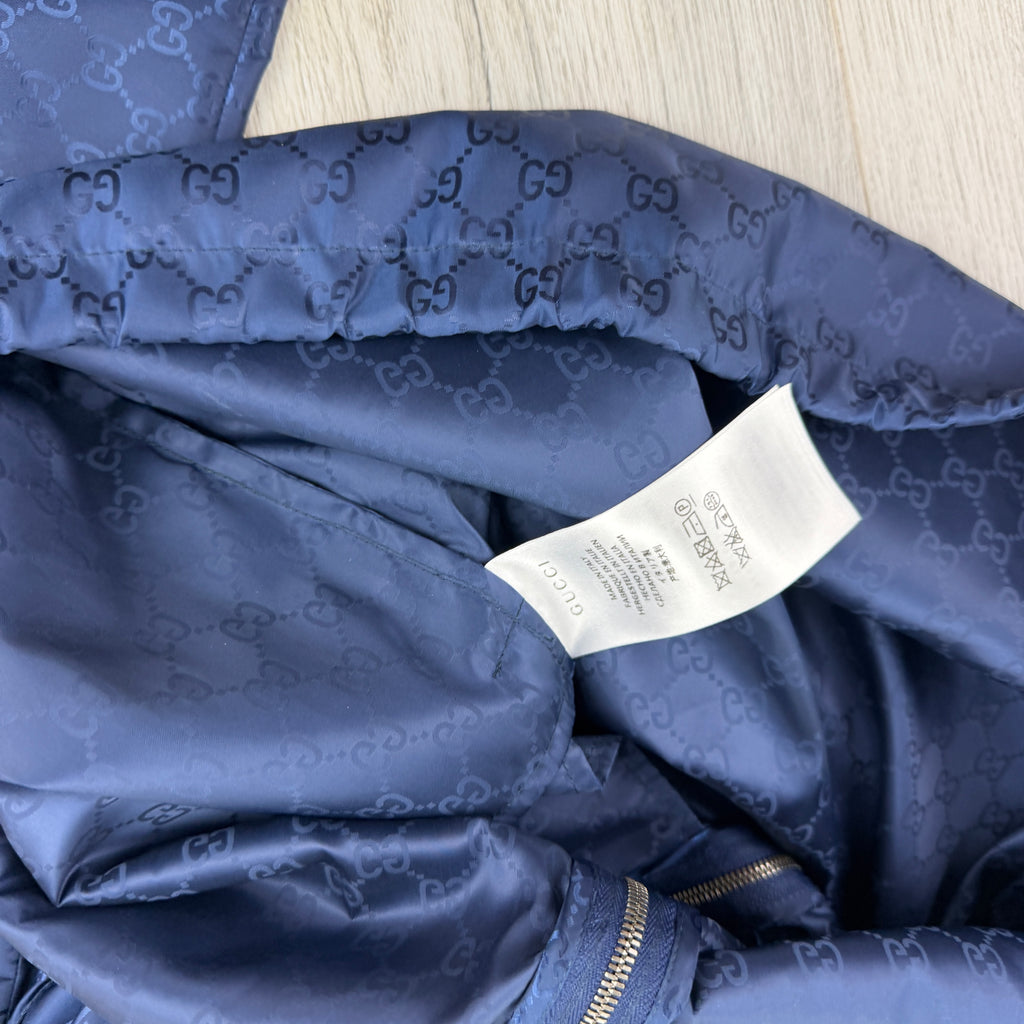 Gucci Men’s Navy Zip-up Monogrammed Windbreaker - 50 (Fit XL)