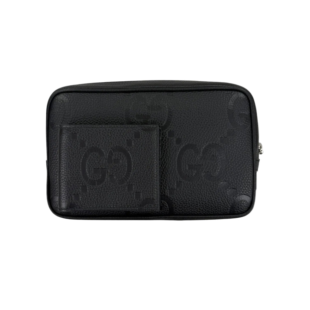 Gucci Jumbo GG Black Leather Toiletry / Travel Bag & Jumbo Wallet
