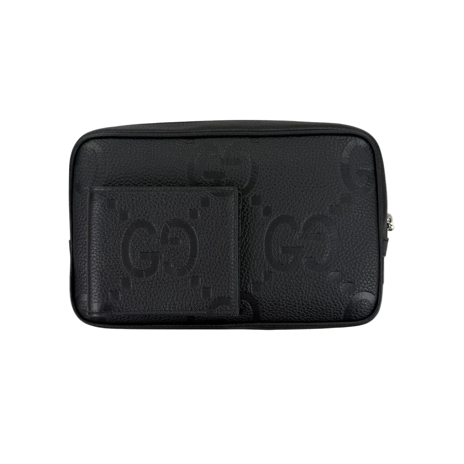 Gucci Jumbo GG Black Leather Toiletry / Travel Bag & Jumbo Wallet