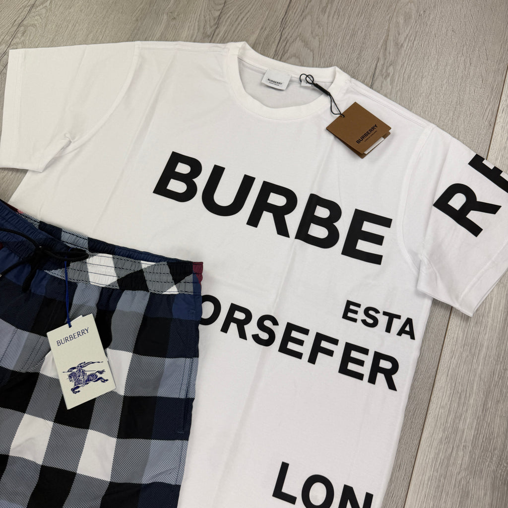 Burberry Men’s White T-shirt & Shorts Set