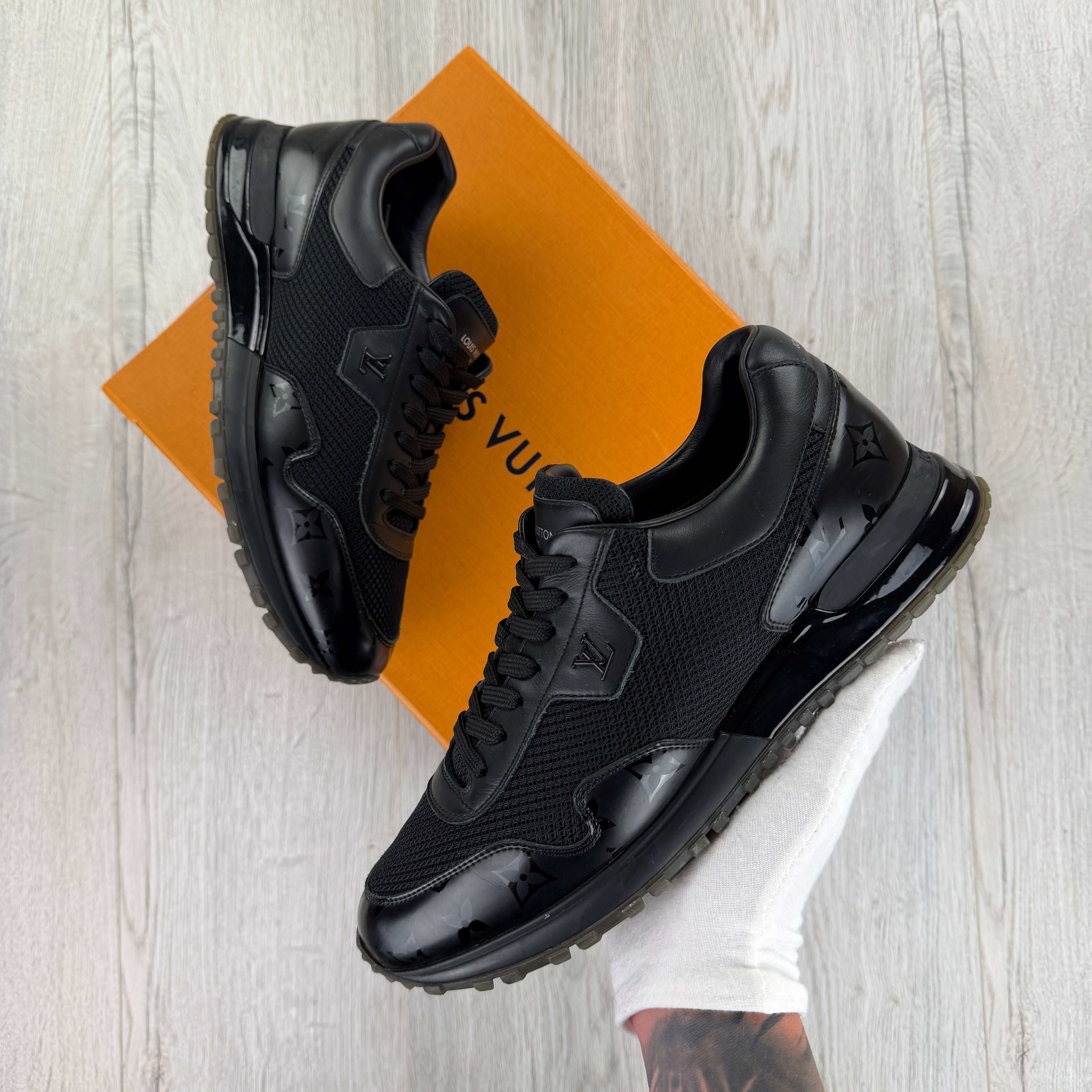 Louis Vuitton Men’s Black Monogram Leather Sneakers - Uk 8 (Fit 8.5)