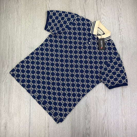 Gucci Men’s Navy GG Interlocking Polo Shirt