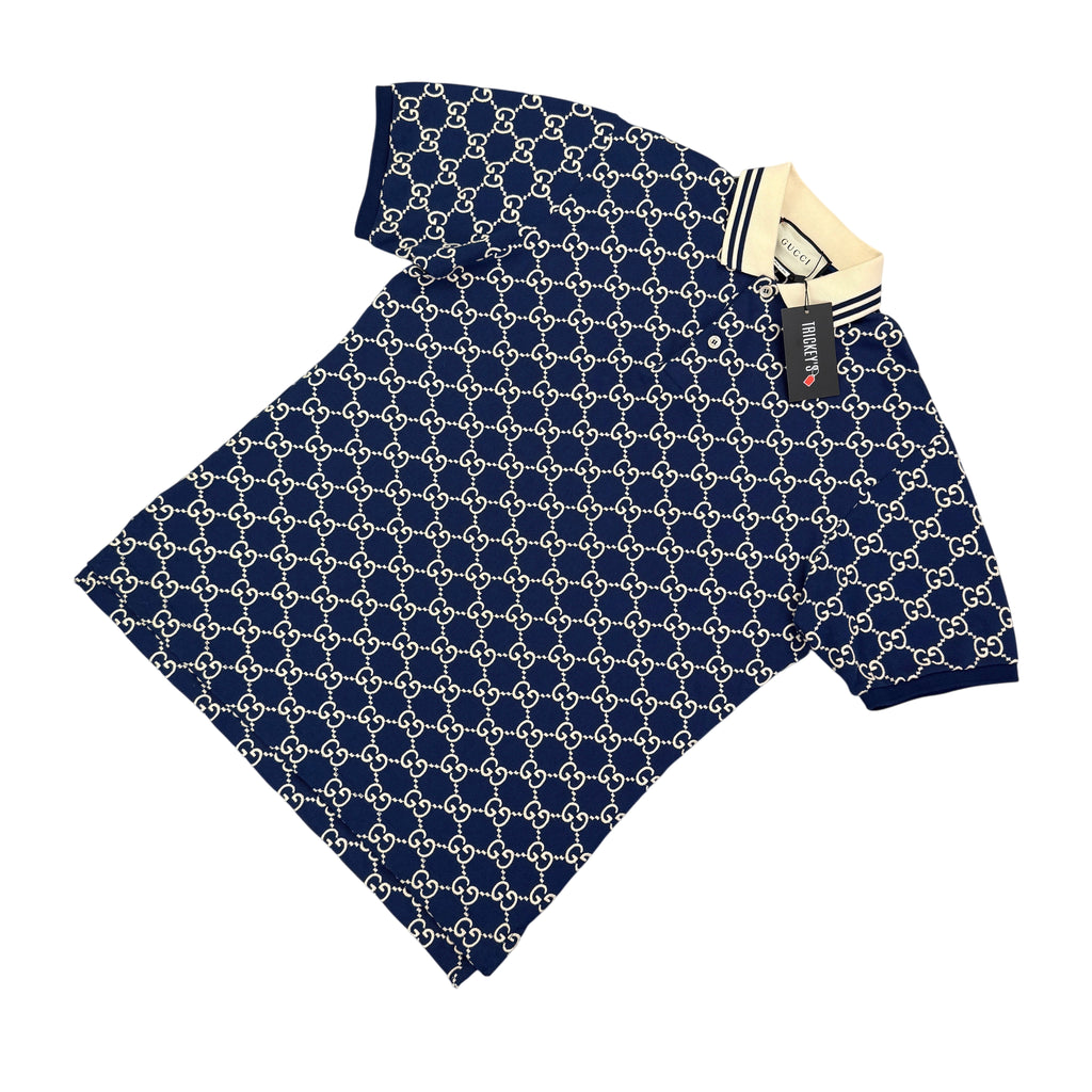 Gucci Men’s Navy GG Interlocking Polo Shirt