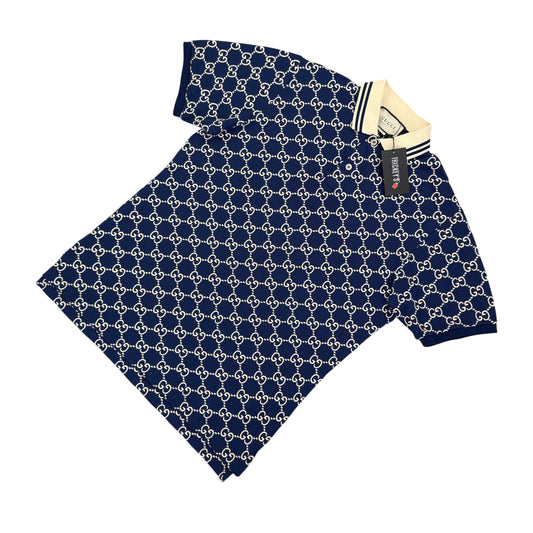 Gucci Men’s Navy GG Interlocking Polo Shirt - XL
