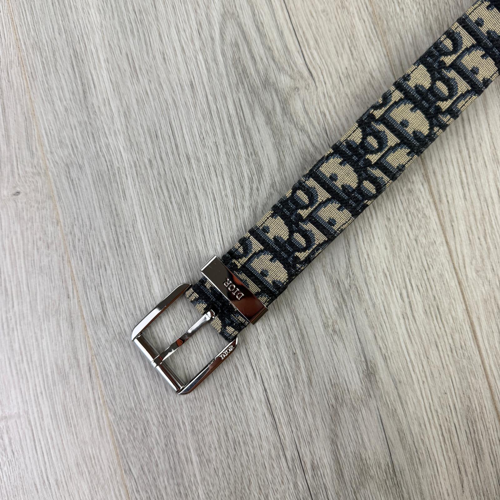 Dior Men’s Oblique Belt With Silver Buckle - 90 (Uk 30 -34)