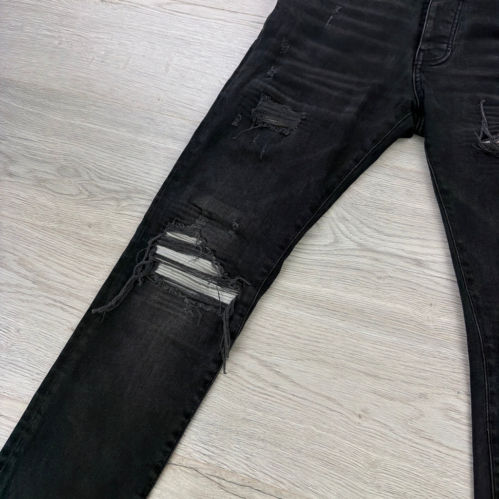 Amiri Men’s MX1 Aged Black Distressed Jeans - Uk 32