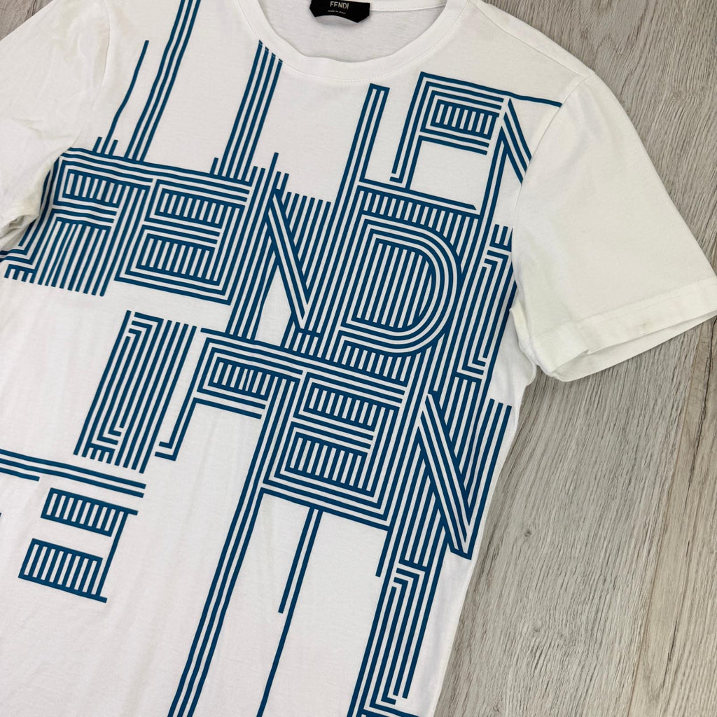 Fendi Men’s White & Blue T-shirt - XS
