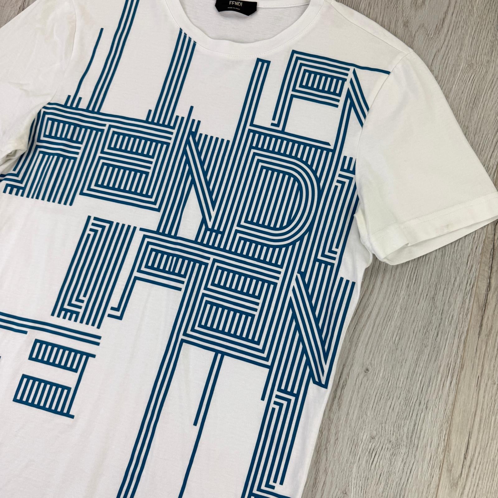 Fendi Men’s White & Blue T-shirt - XS