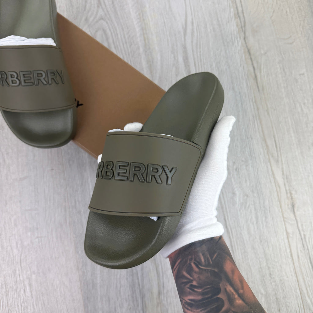 Burberry Logo Men’s Khaki Green Sliders