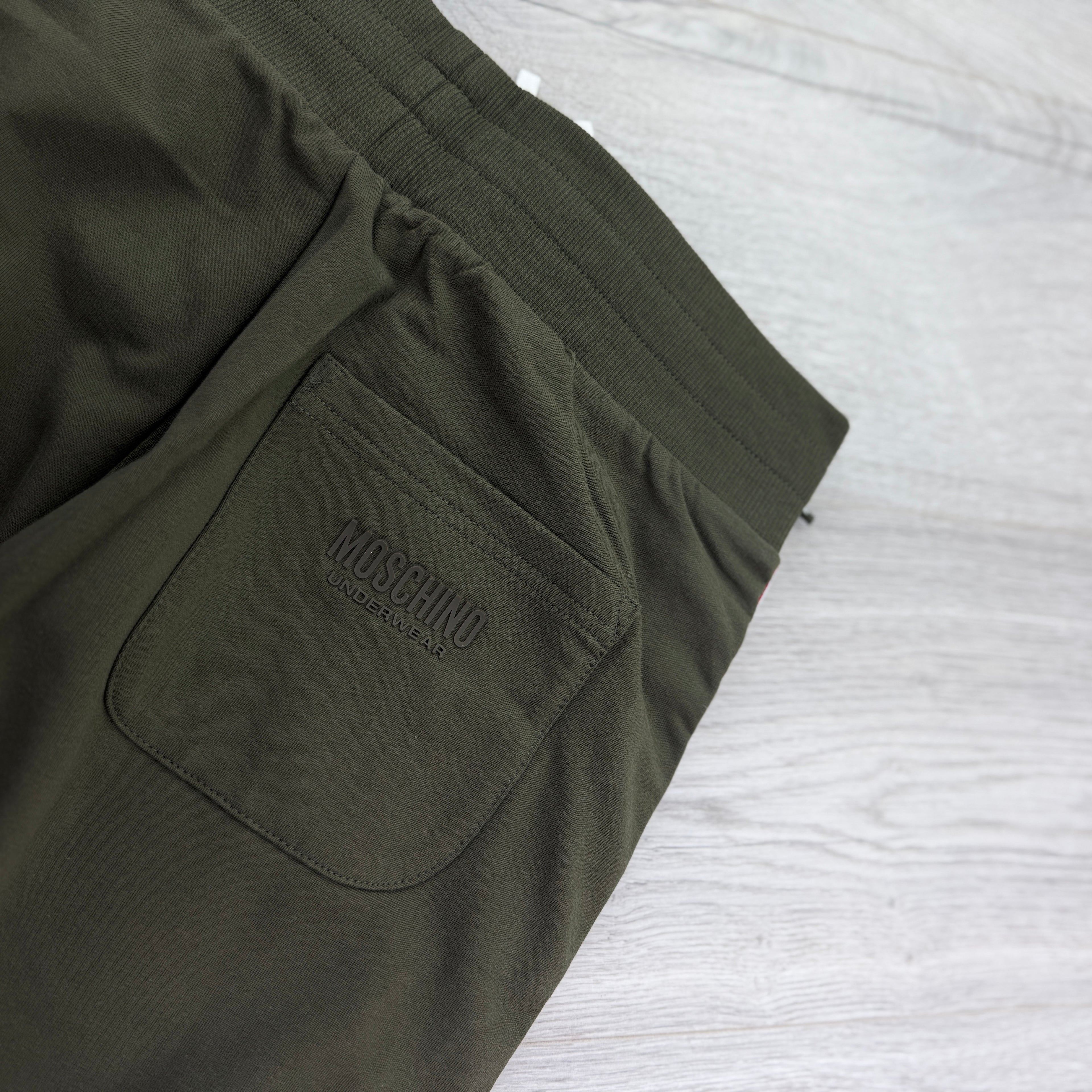 Moschino Men’s Taped Khaki Green Cotten Shorts