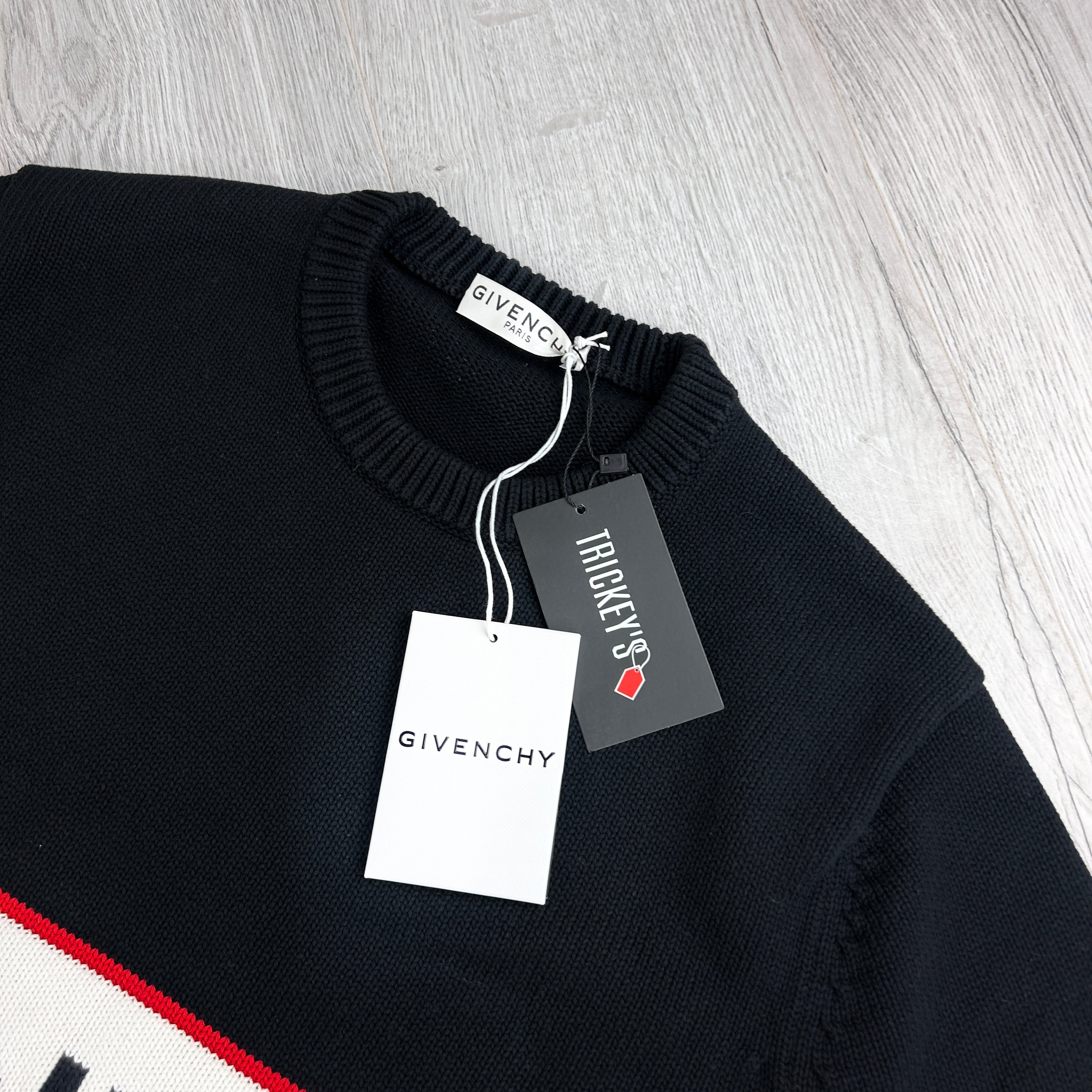 Givenchy Men’s Black Knitted Crewneck With Upside Down Logo