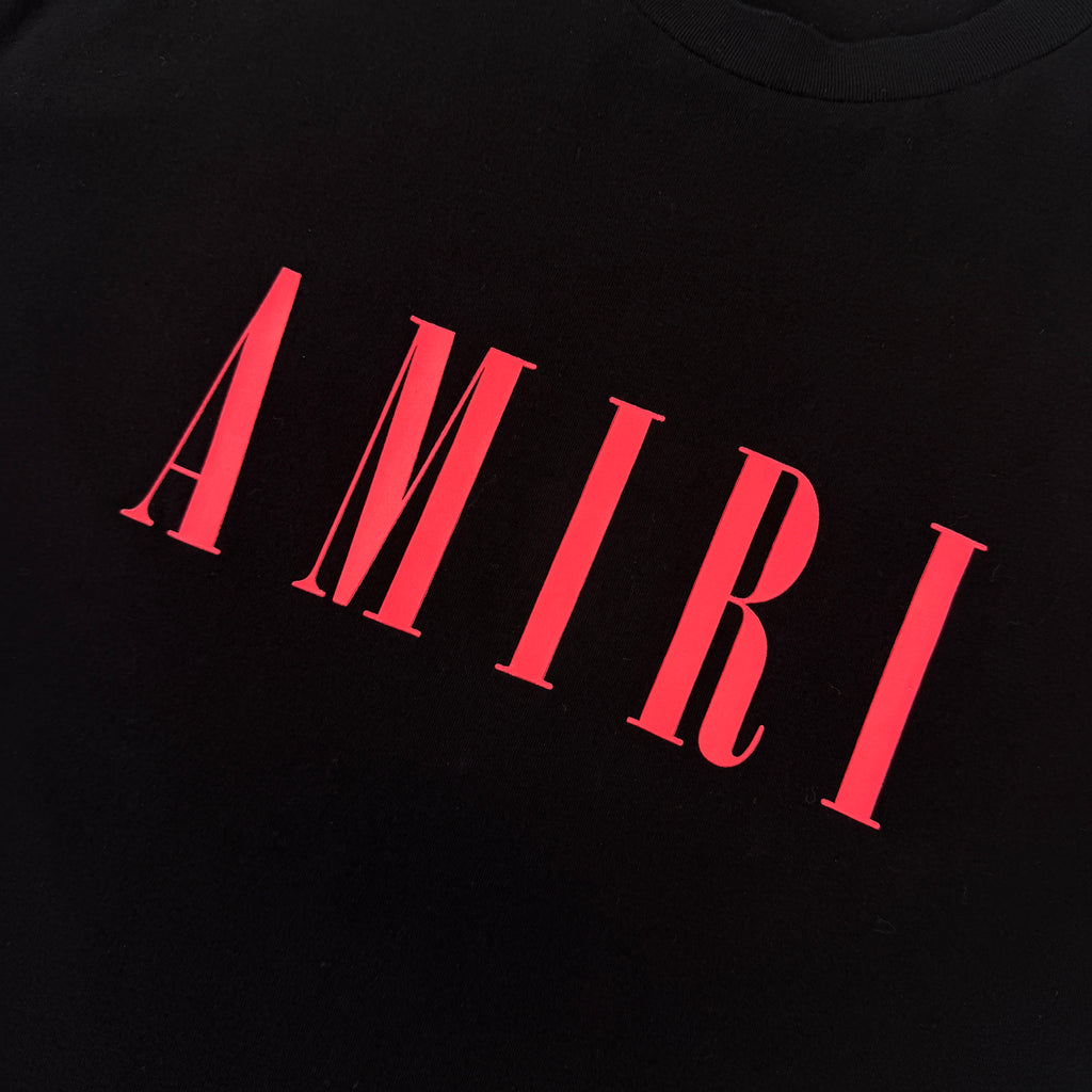 Amiri Men’s Black T-shirt Red Logo - Medium