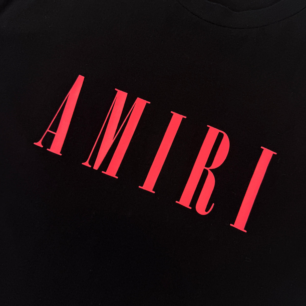 Amiri Men’s Black T-shirt Red Logo - Medium