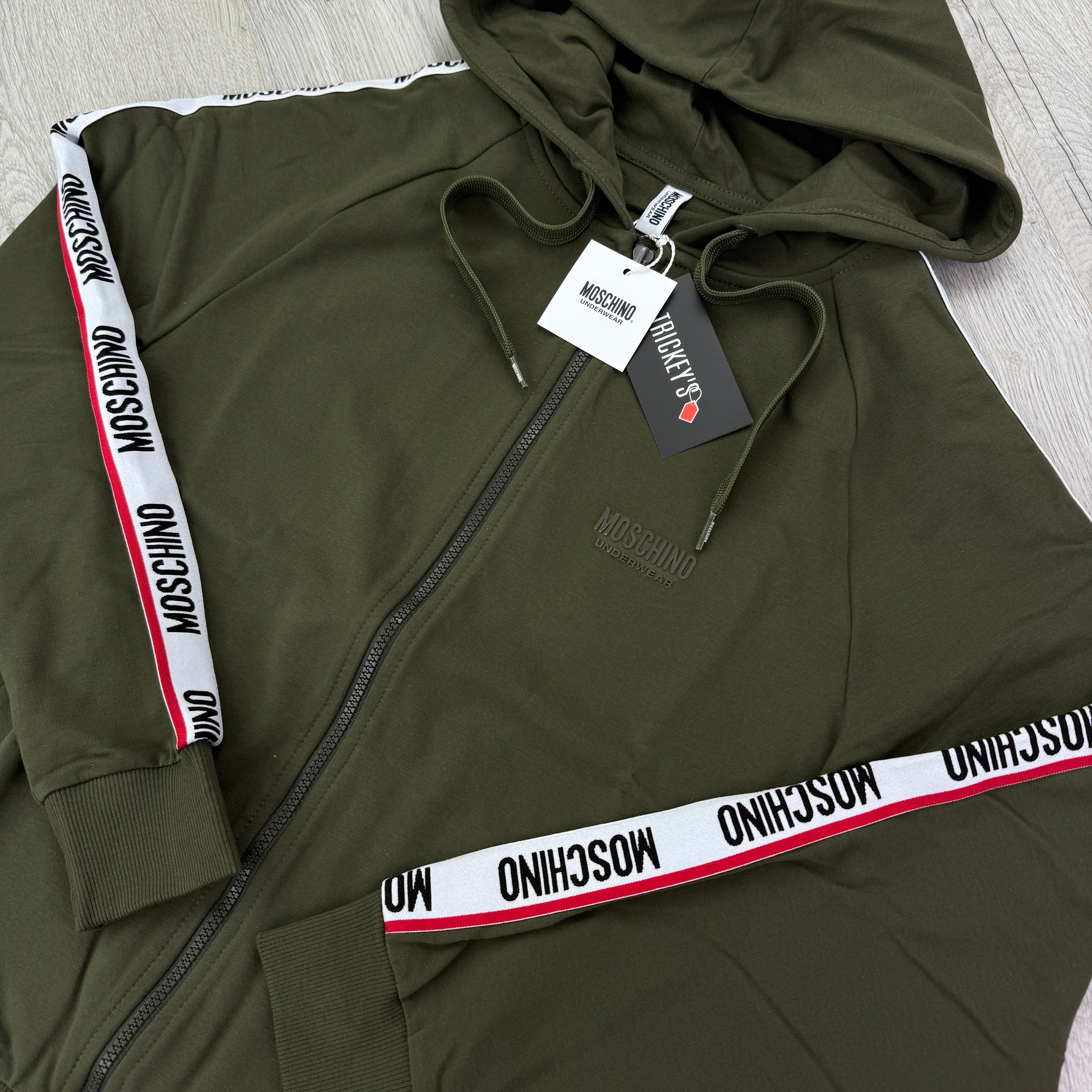 Moschino Men’s Khaki Green Zip-up Hoodie