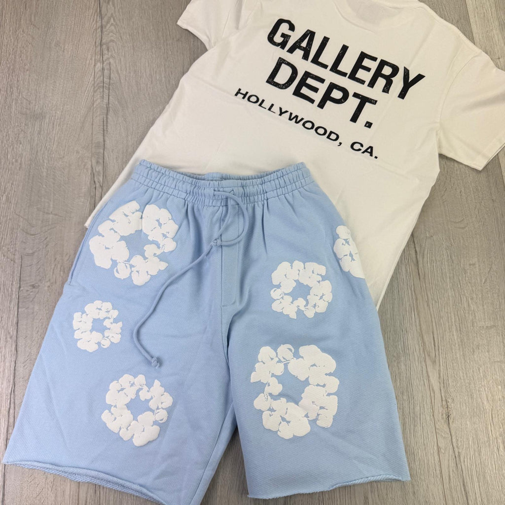 Gallery Dept Men’s White T-shirt & Denim Tears Shorts Set