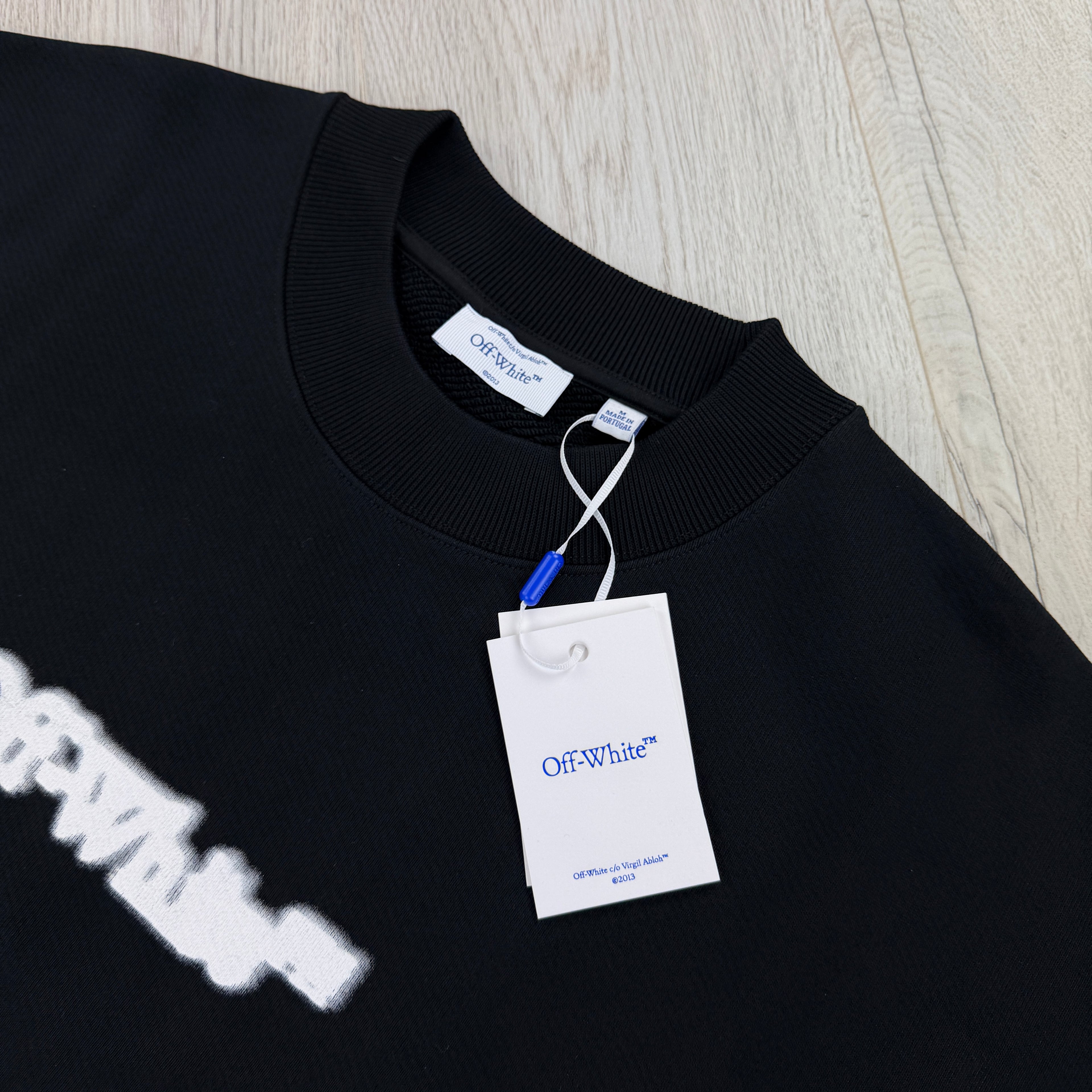 Off White Men’s Black Crewneck Jumper - Oversized Fit