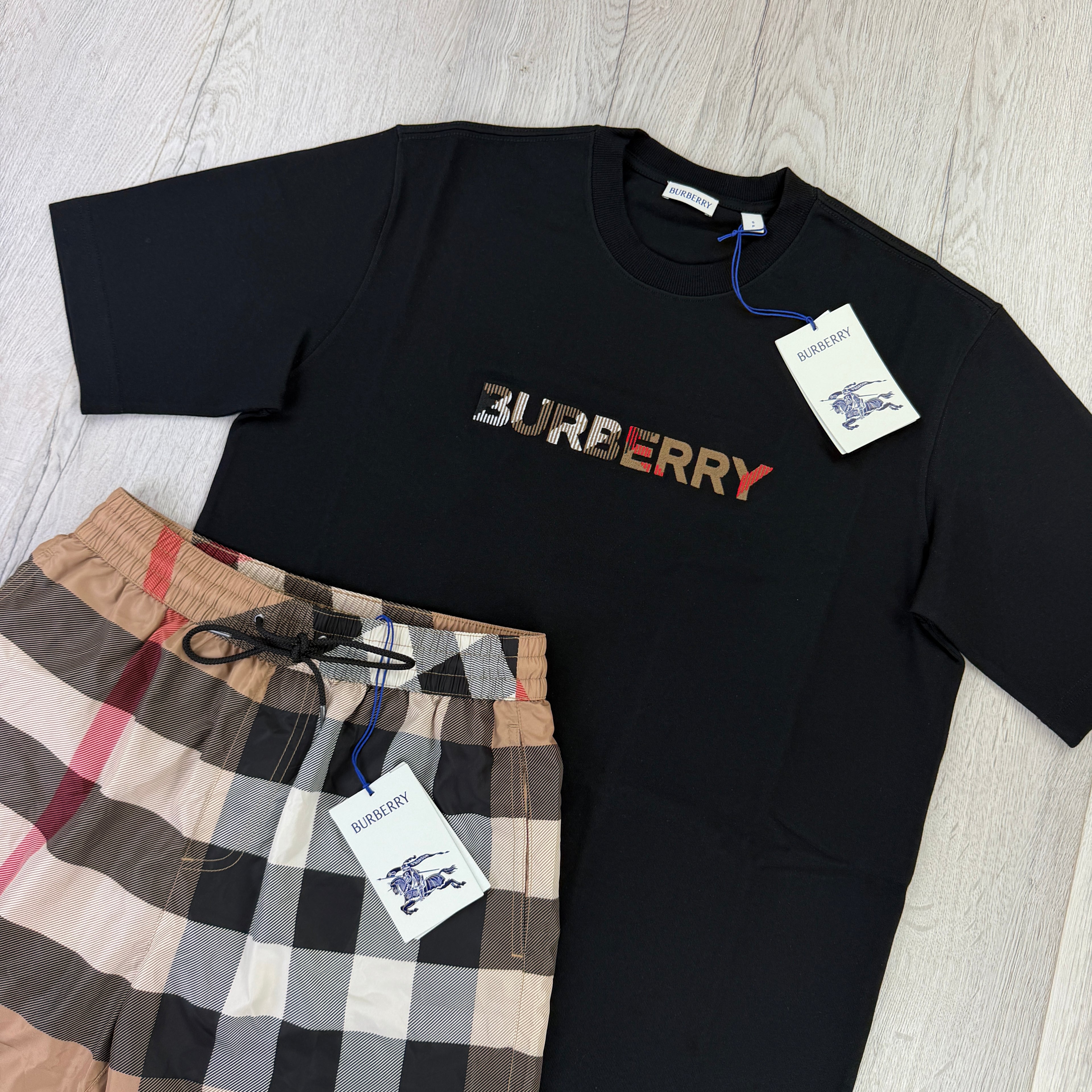 Burberry Men’s Black T-shirt & Shorts Set
